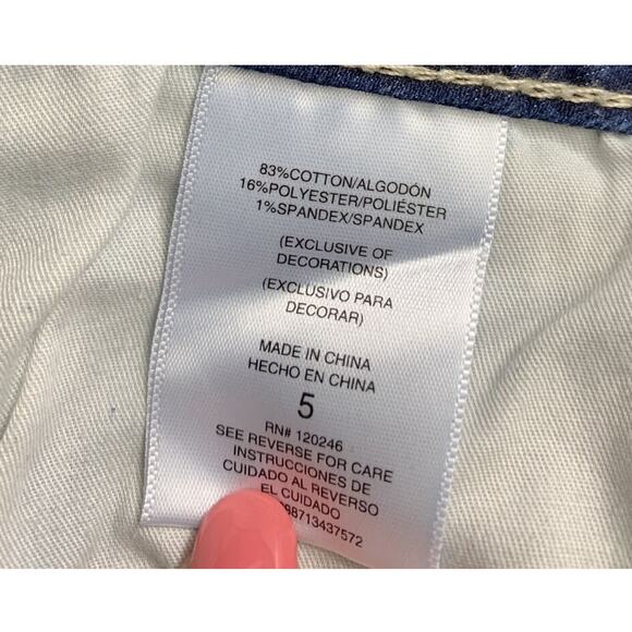 Wallflower Denim Shorts Junior 5 Blue Jean 2.5" Inseam Roll Up Flap Back Pockets - Picture 4 of 9